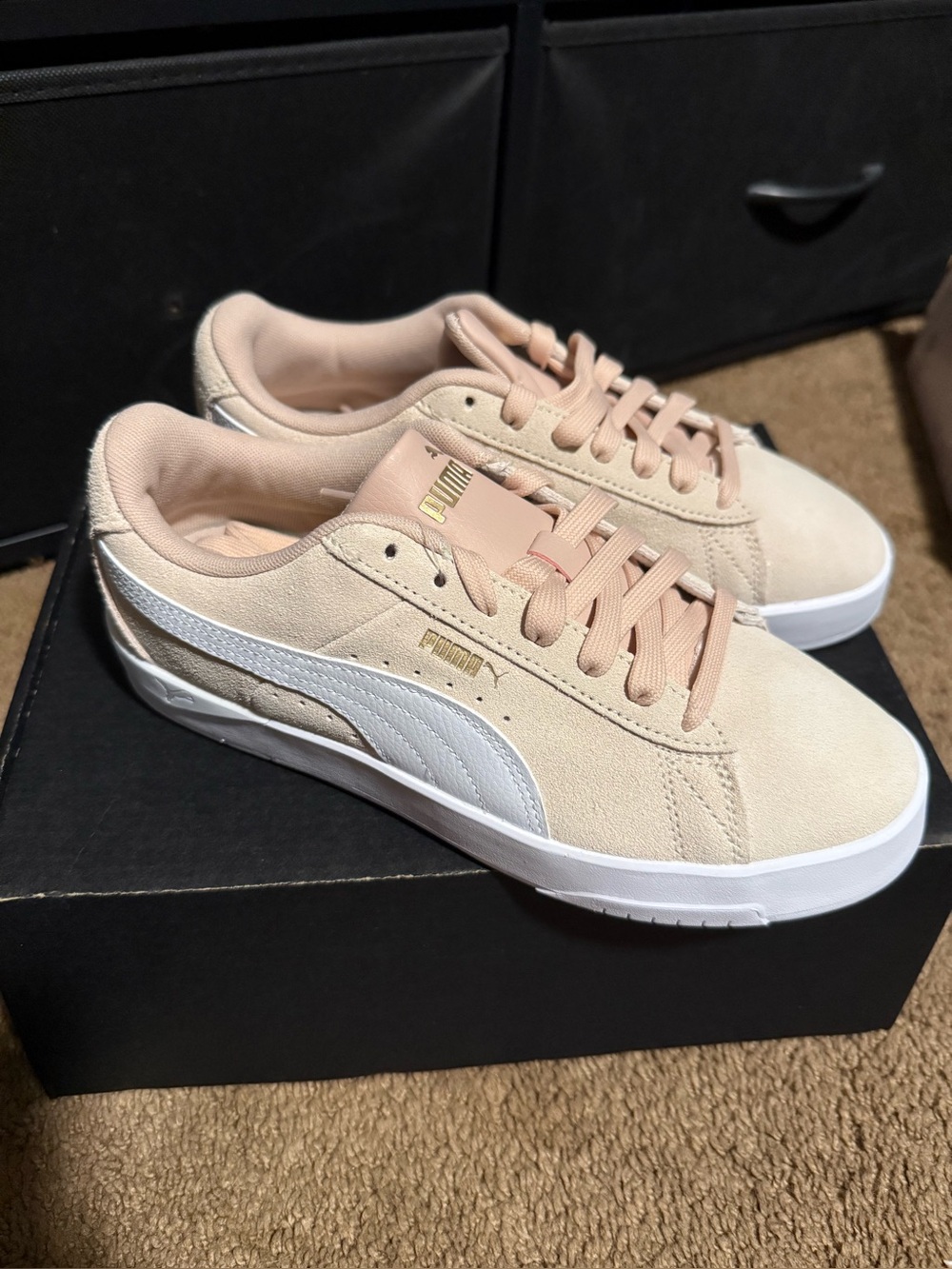 Puma Suede Platform Sneakers in Blush Pink & White